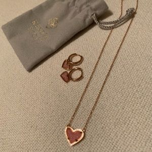Kendra Scott heart necklace and earring set